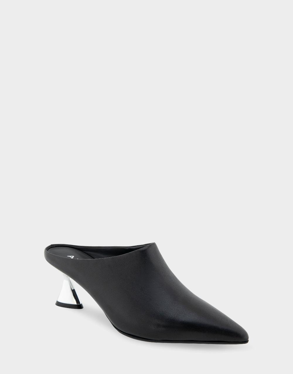 Aerosoles Comfortable Women's Heeled Mules In Black Leather