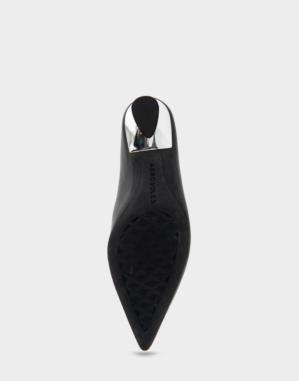 Aerosoles Comfortable Women's Heeled Mules In Black Leather