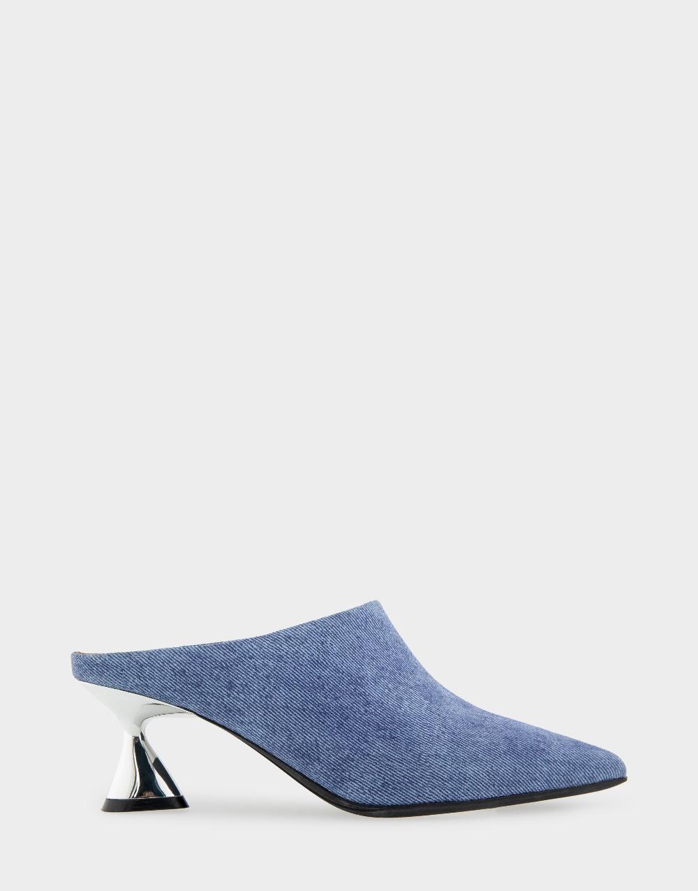 aerosoles Comfortable Women's Heeled Mules in Blue Denim Suede