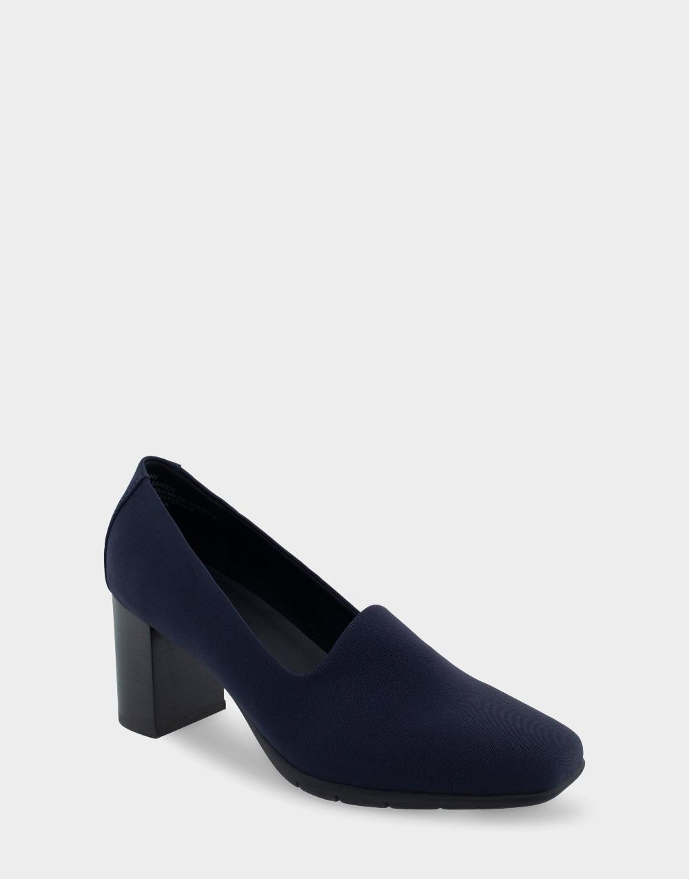 Aerosoles Comfortable Women's Heeled Pump In Navy Stretch Fabric