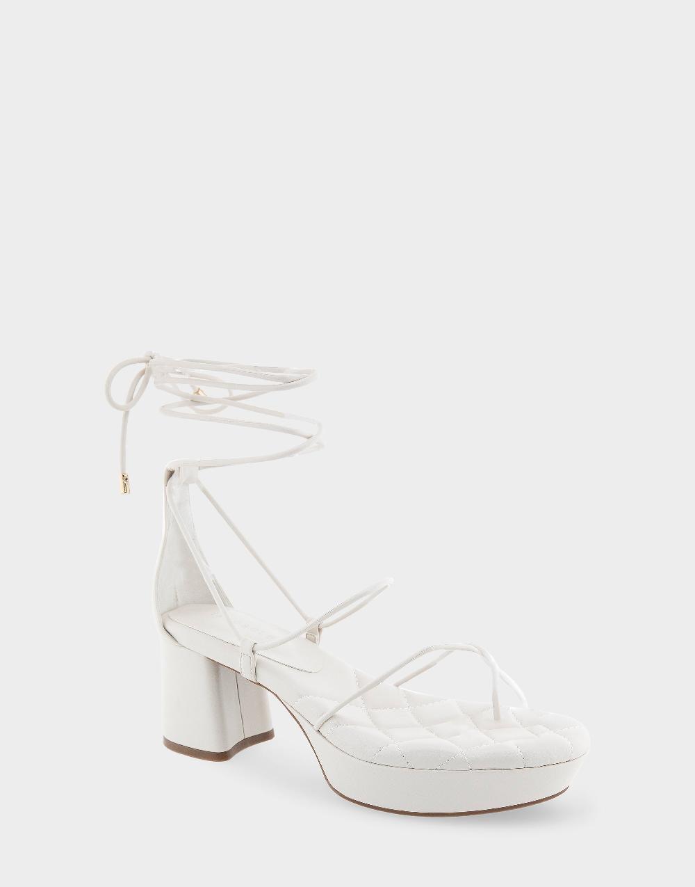 Aerosoles Comfortable Women's Lace Up Platform Sandal In Eggnog Faux Leather