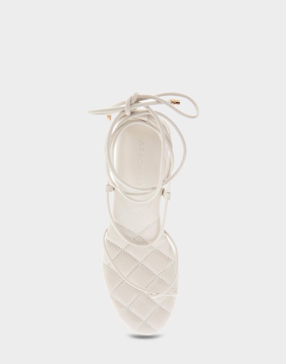 Aerosoles Comfortable Women's Lace Up Platform Sandal In Eggnog Faux Leather