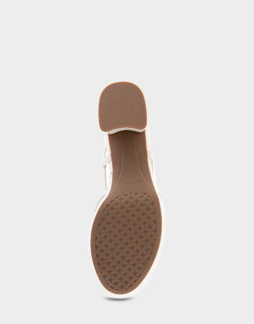 Aerosoles Comfortable Women's Lace Up Platform Sandal In Eggnog Faux Leather