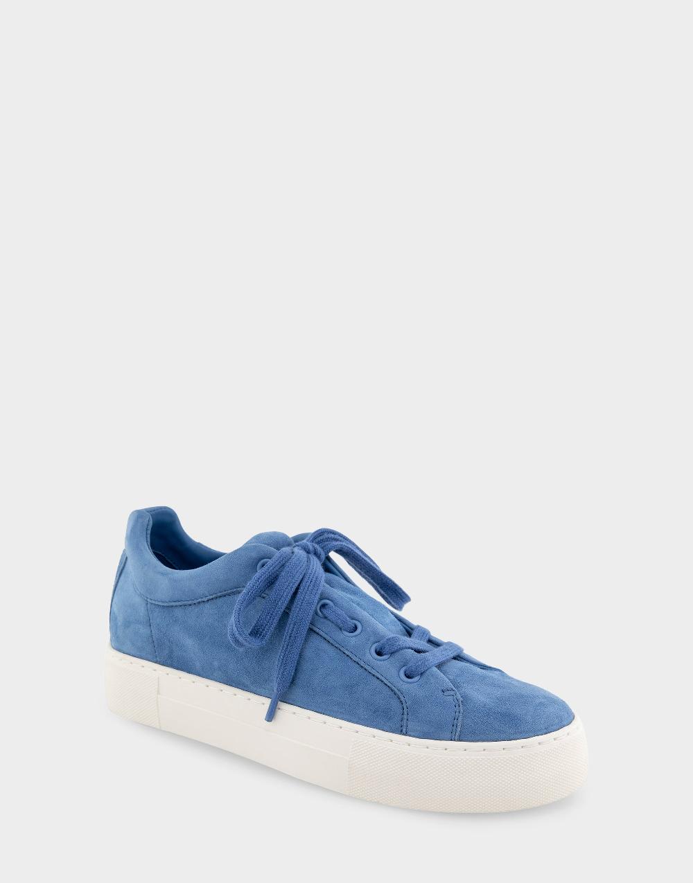 Aerosoles Comfortable Women's Lace Up Sneakers In Blue Jean Suede