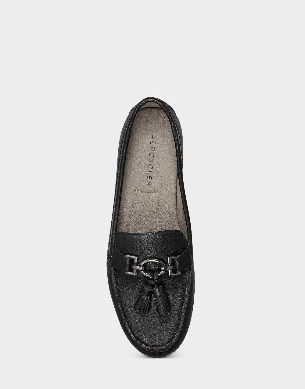 Aerosoles Comfortable Women's Loafer In Black Faux Leather
