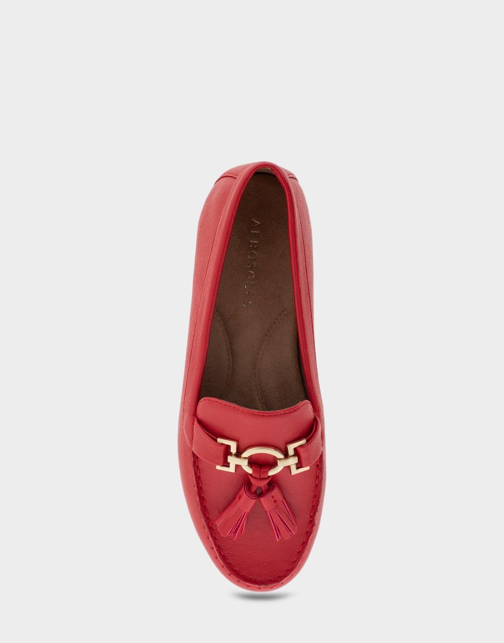 Aerosoles Comfortable Women's Loafer In Red Faux Leather