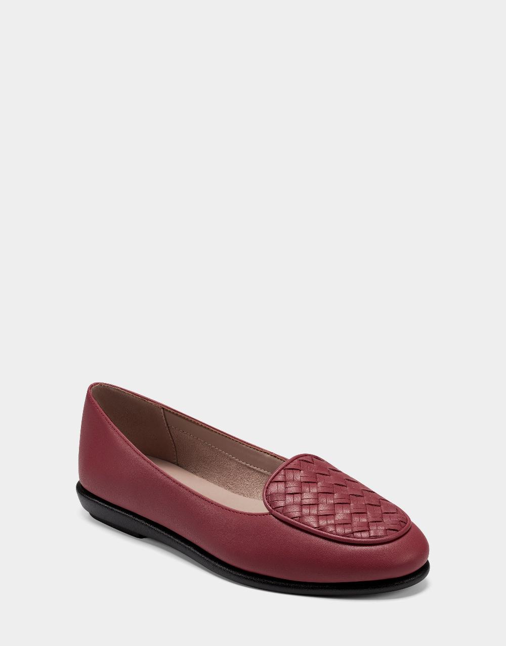 Aerosoles Comfortable Women's Loafer In Red Faux Leather