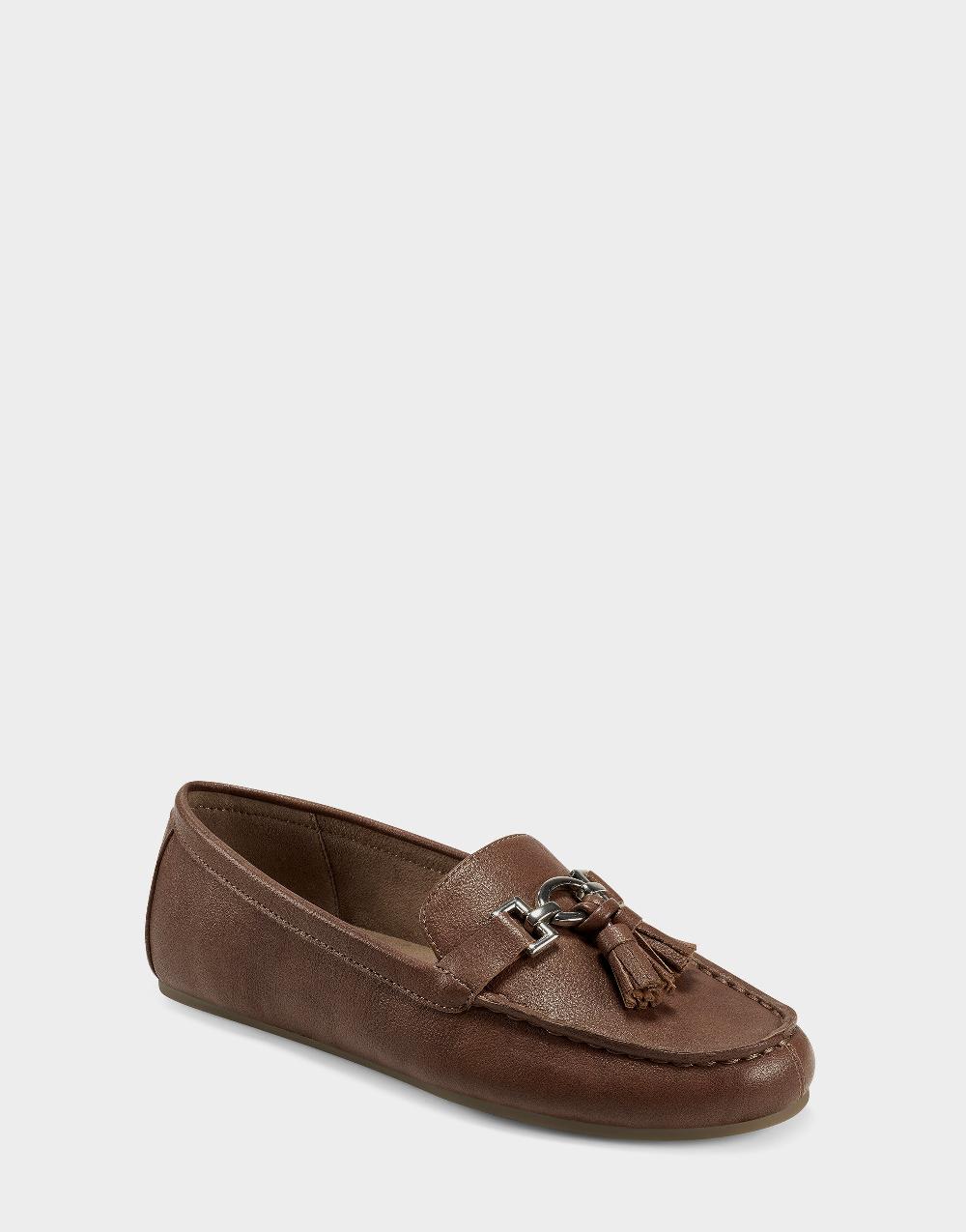 Aerosoles Comfortable Women's Loafer In Tan Faux Leather