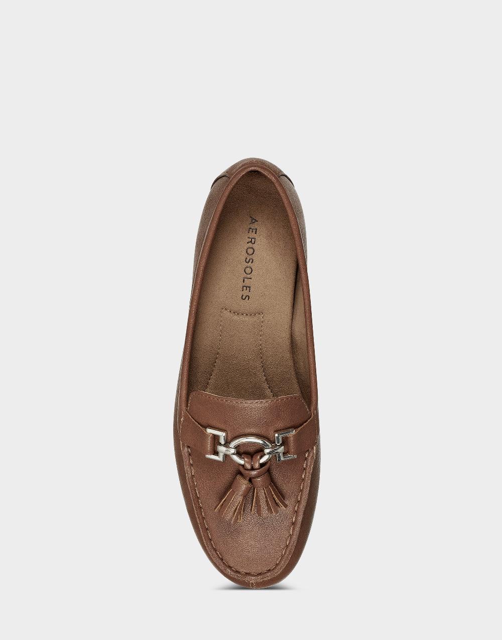 Aerosoles Comfortable Women's Loafer In Tan Faux Leather