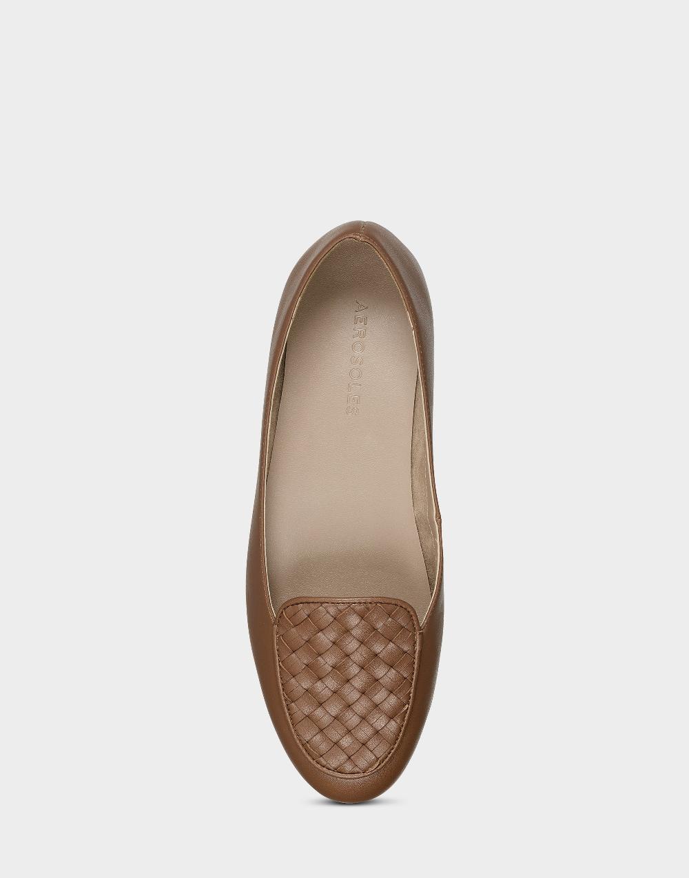 Aerosoles Comfortable Women's Loafer In Tan Faux Leather