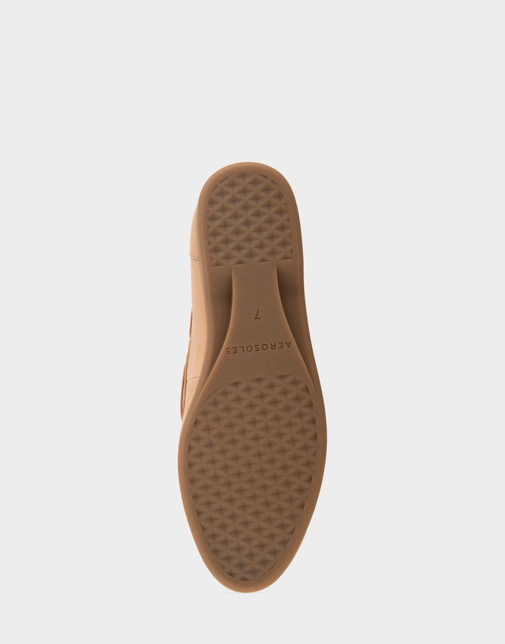 Aerosoles Comfortable Women's Loafers In Beige Bisque Leather Leather