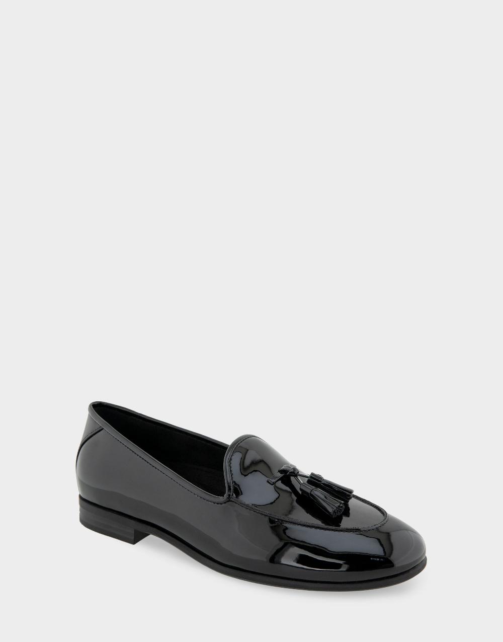 Aerosoles Comfortable Women's Loafers In Black Patent Faux Leather