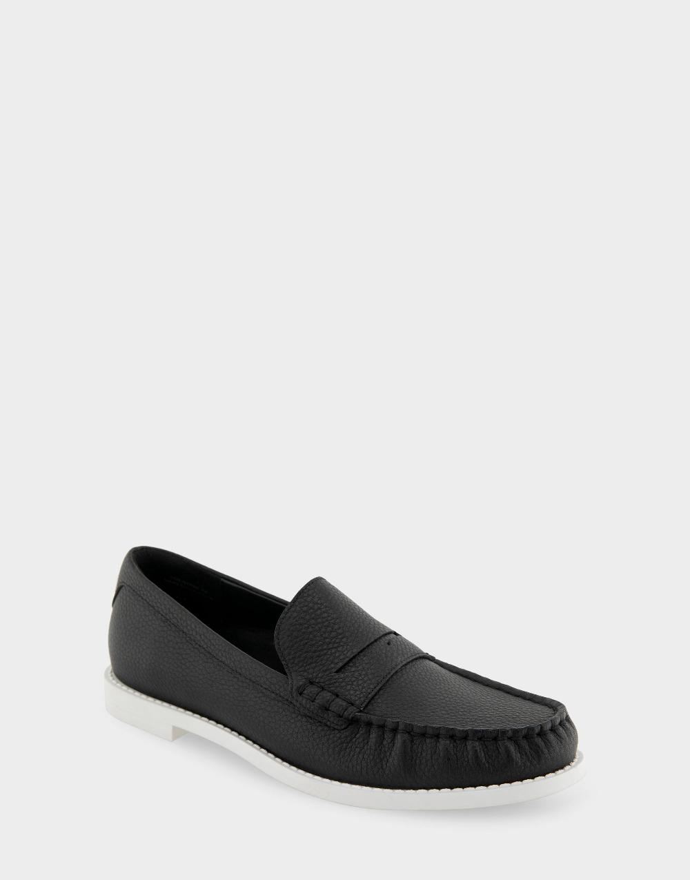 Aerosoles Comfortable Women's Loafers In Black Pebbled Leather