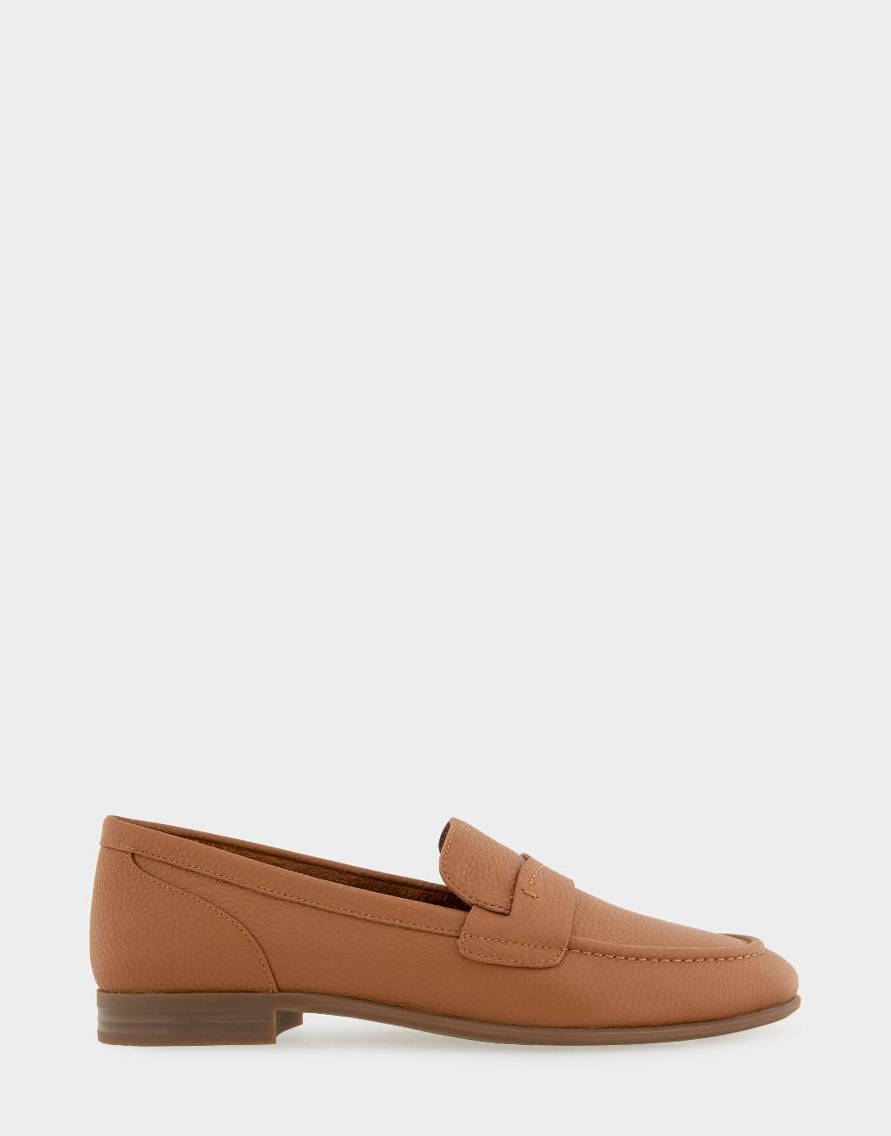 aerosoles Comfortable Women's Loafers in Tan Pebbled Leather