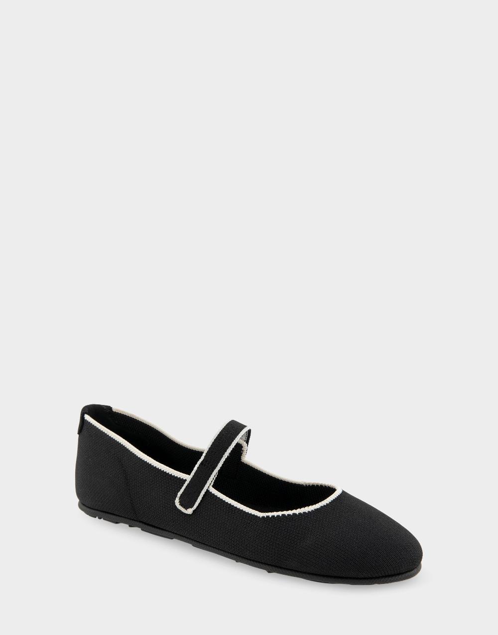 Aerosoles Comfortable Women's Mary Jane Flats In Black Knit Fabric