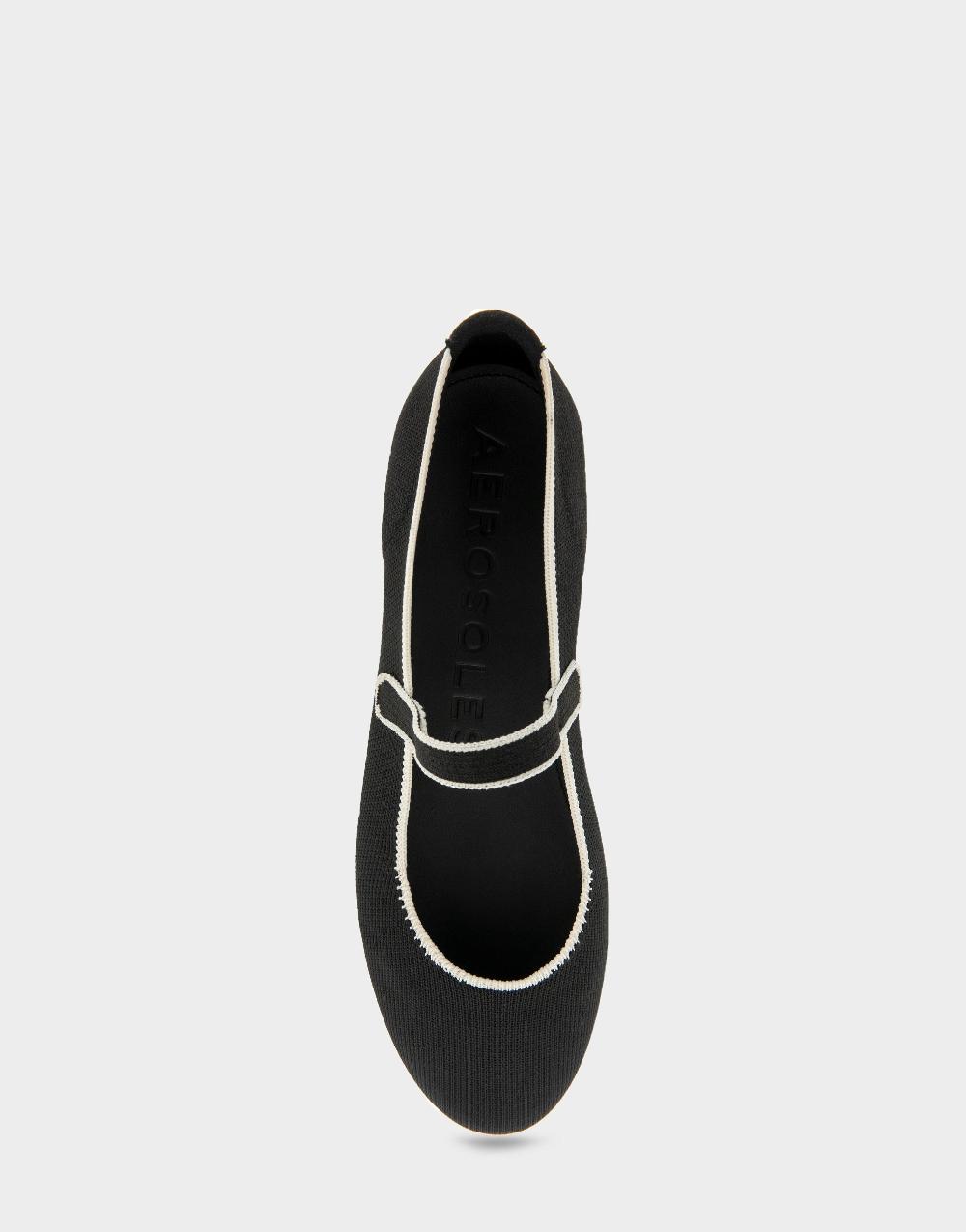 Aerosoles Comfortable Women's Mary Jane Flats In Black Knit Fabric