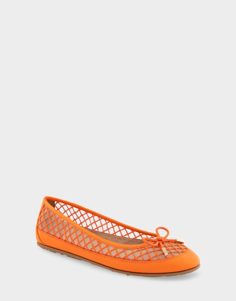 Aerosoles Comfortable Women's Mesh Knit Ballet Flat In Bright Orange Mesh Fabric