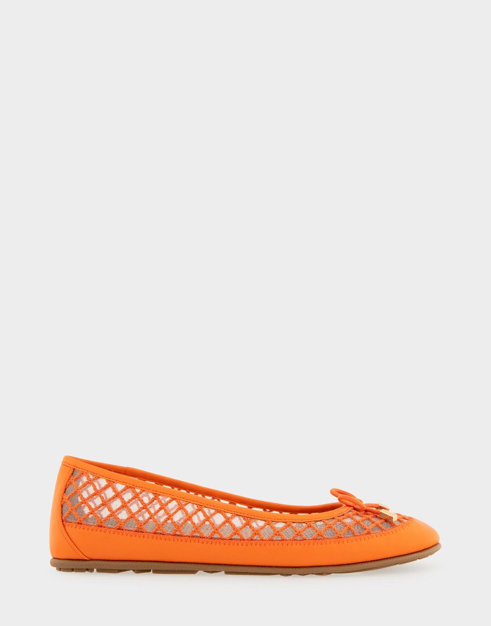 aerosoles Comfortable Women's Mesh Knit Ballet Flat in Bright Orange Mesh Fabric