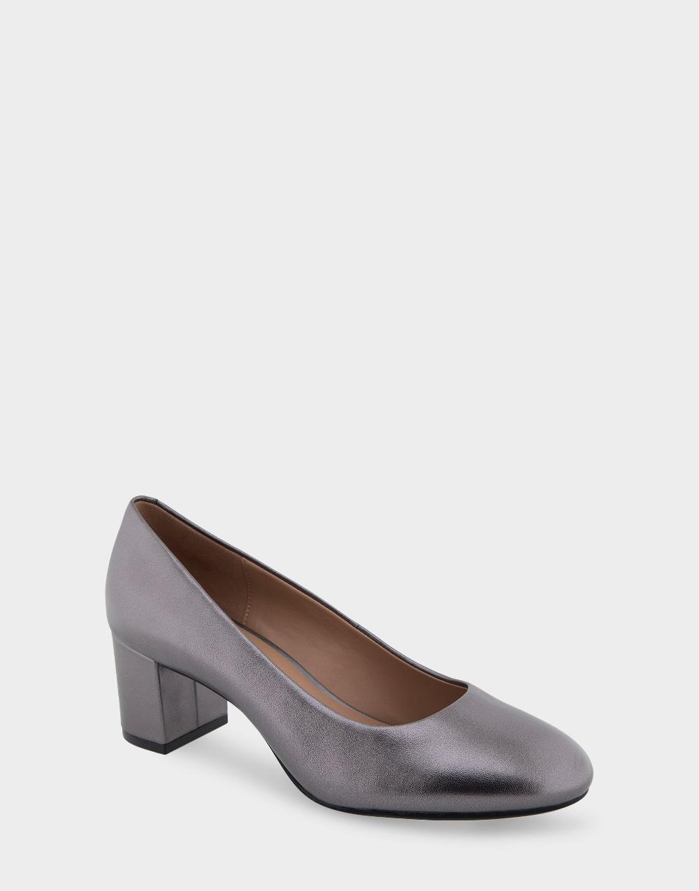 Aerosoles Comfortable Women's Mid Heel Pump In Gunmetal Genuine Leather