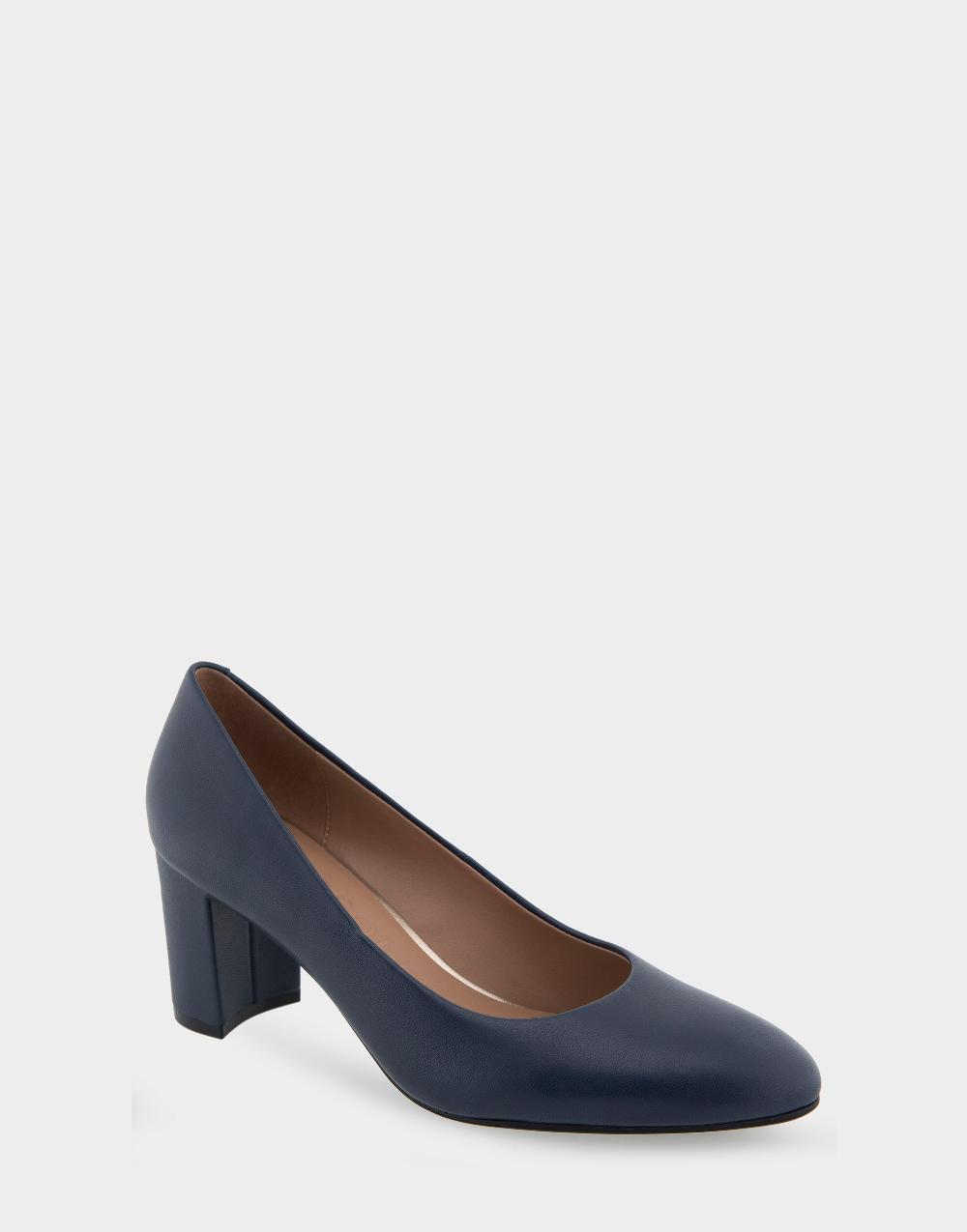 Aerosoles Comfortable Women's Mid Heel Pump In Navy Genuine Leather