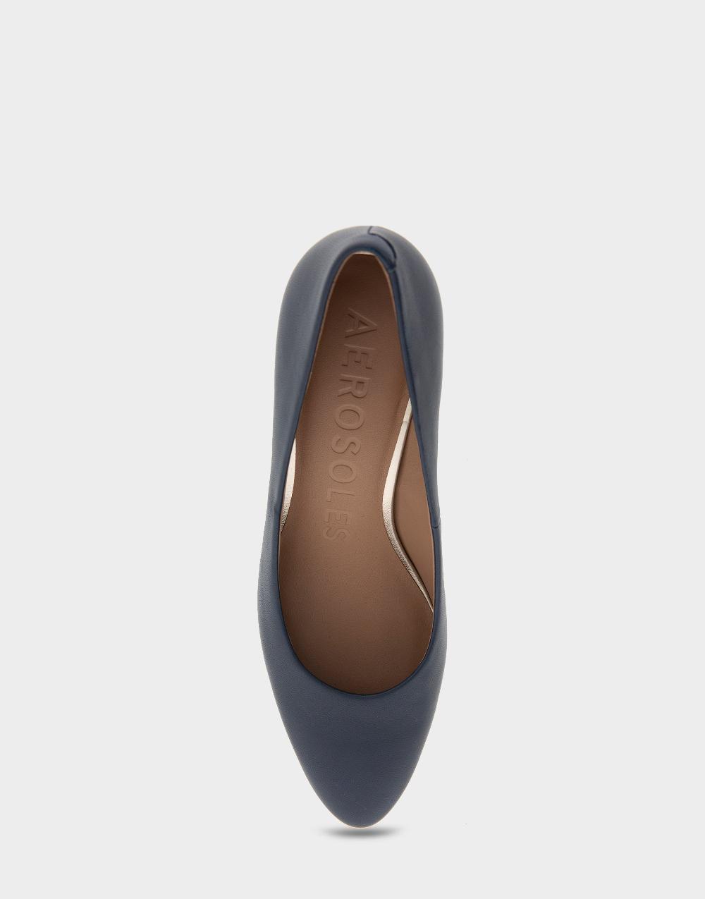 Aerosoles Comfortable Women's Mid Heel Pump In Navy Genuine Leather