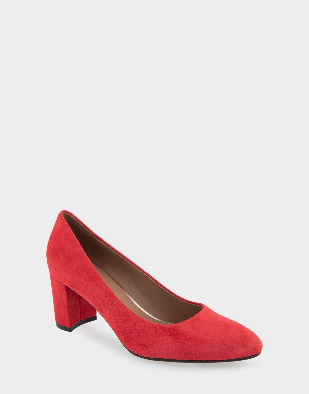 Aerosoles Comfortable Women's Mid Heel Pump In Red Genuine Suede