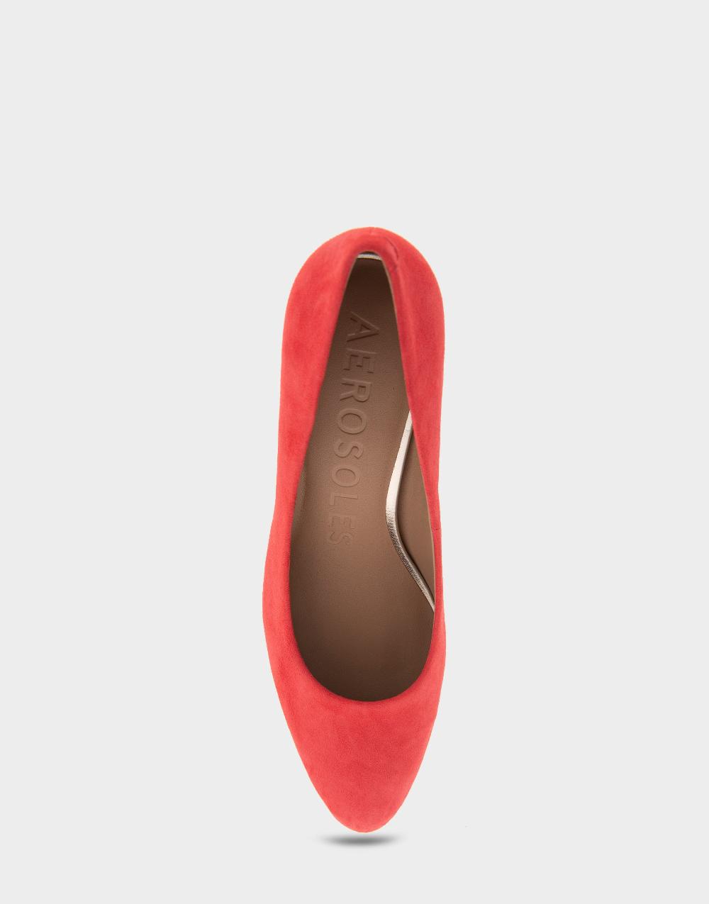 Aerosoles Comfortable Women's Mid Heel Pump In Red Genuine Suede