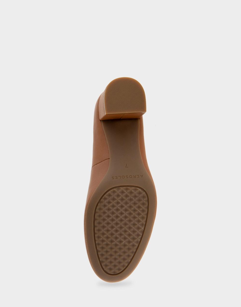 Aerosoles Comfortable Women's Mid Heel Pump In Tan Genuine Leather
