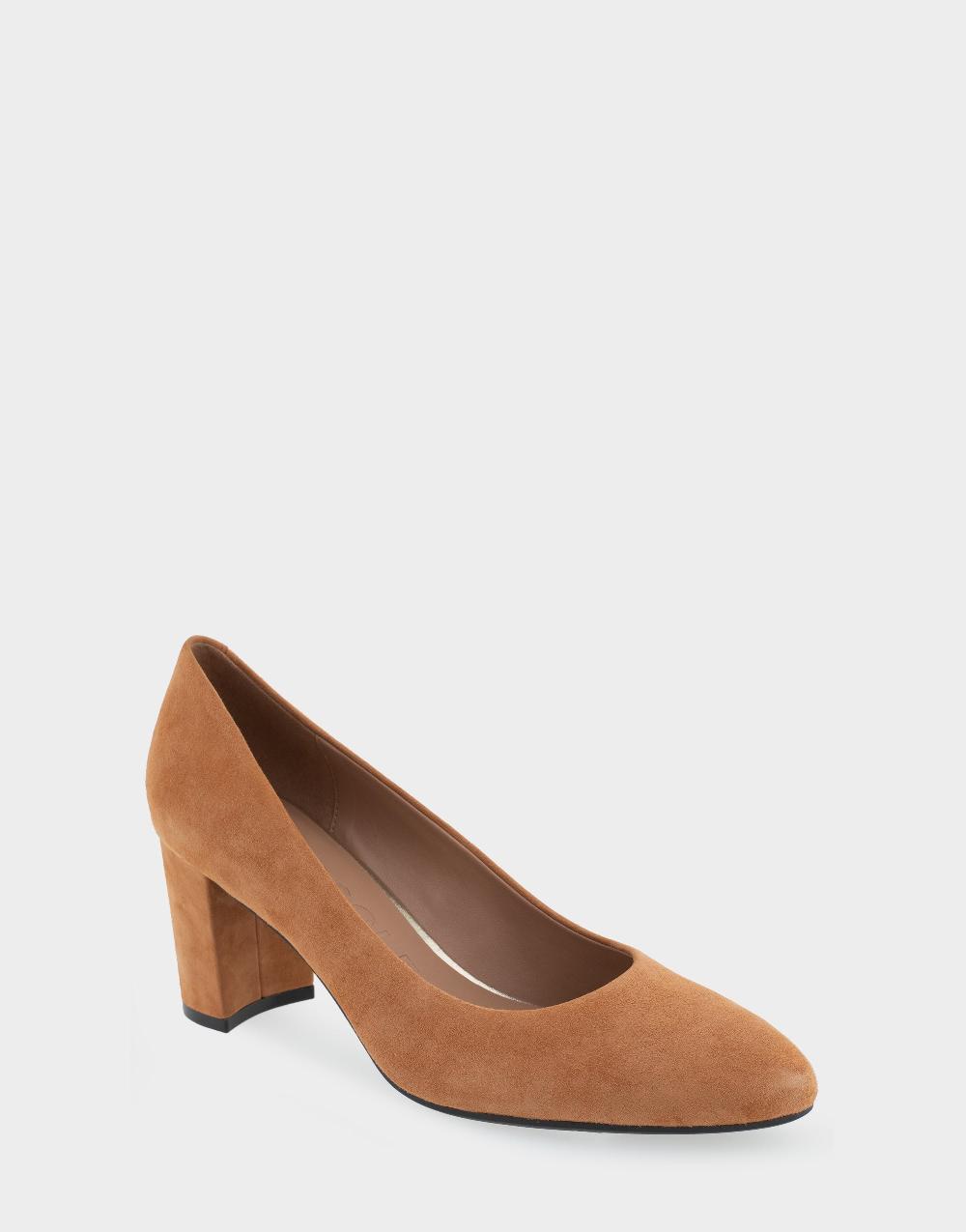 Aerosoles Comfortable Women's Mid Heel Pump In Tan Genuine Suede