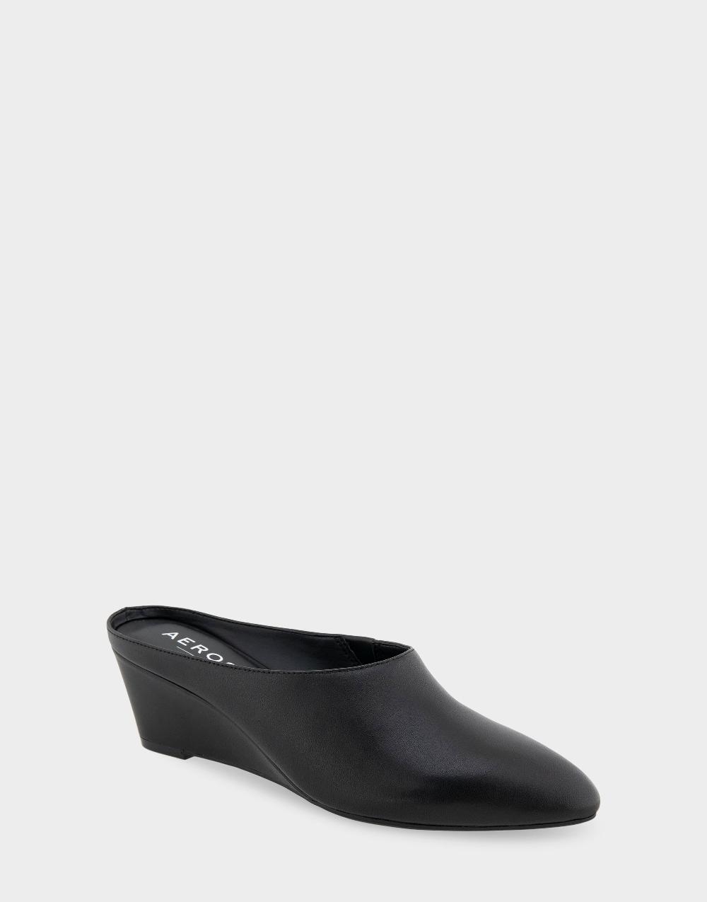 Aerosoles Comfortable Women's Mules In Black Leather