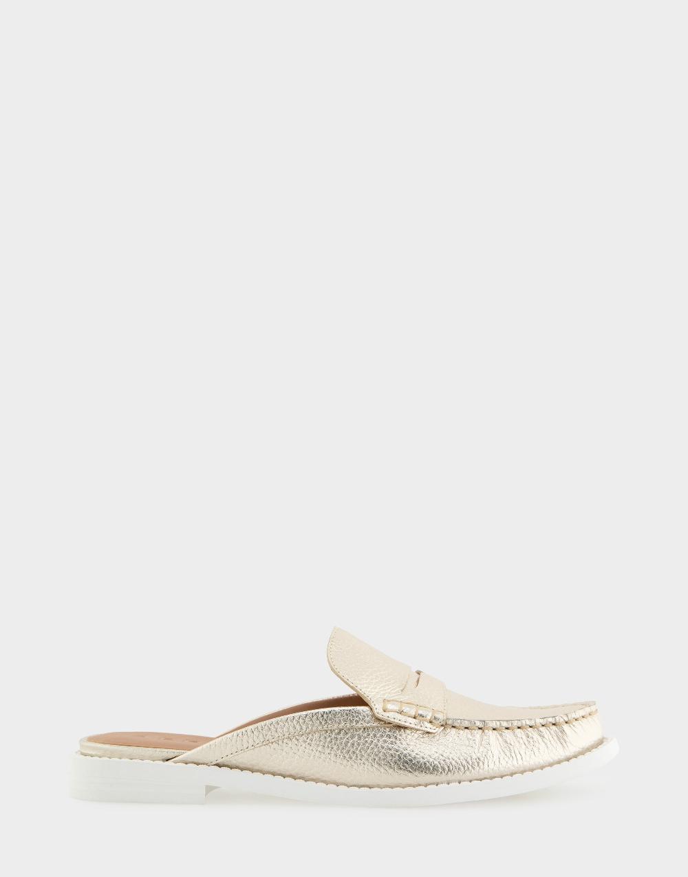 aerosoles Comfortable Women's Mules in Gold Metallic Pebbled Leather