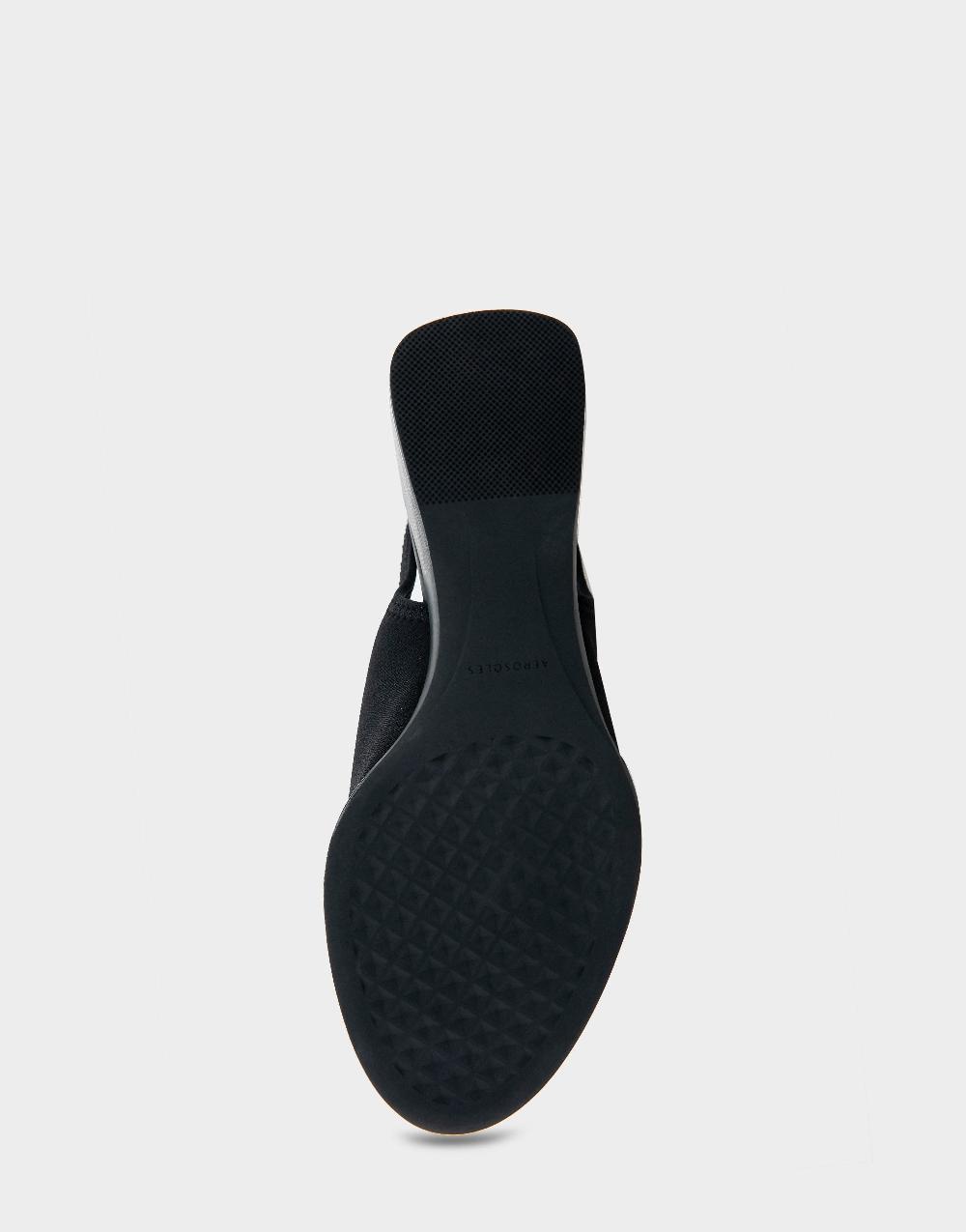 Aerosoles Comfortable Women's Open Toe Stretch Wedge Shootie In Black Allover Stretch Gabardine Fabric