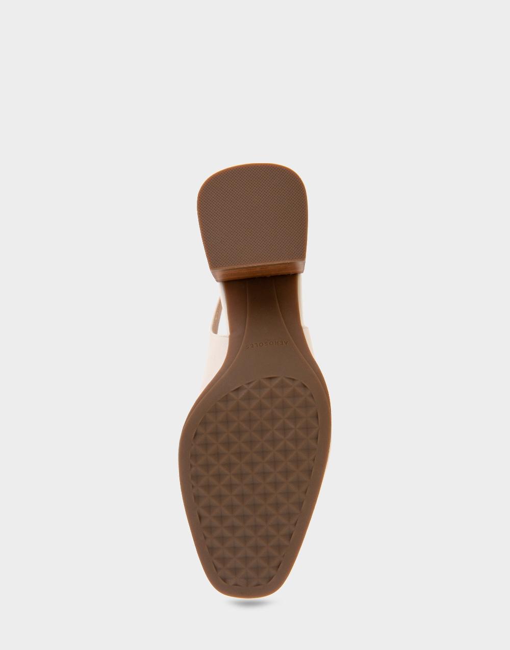 Aerosoles Comfortable Women's Ornamented Block Heel Slingback In Eggnog Leather