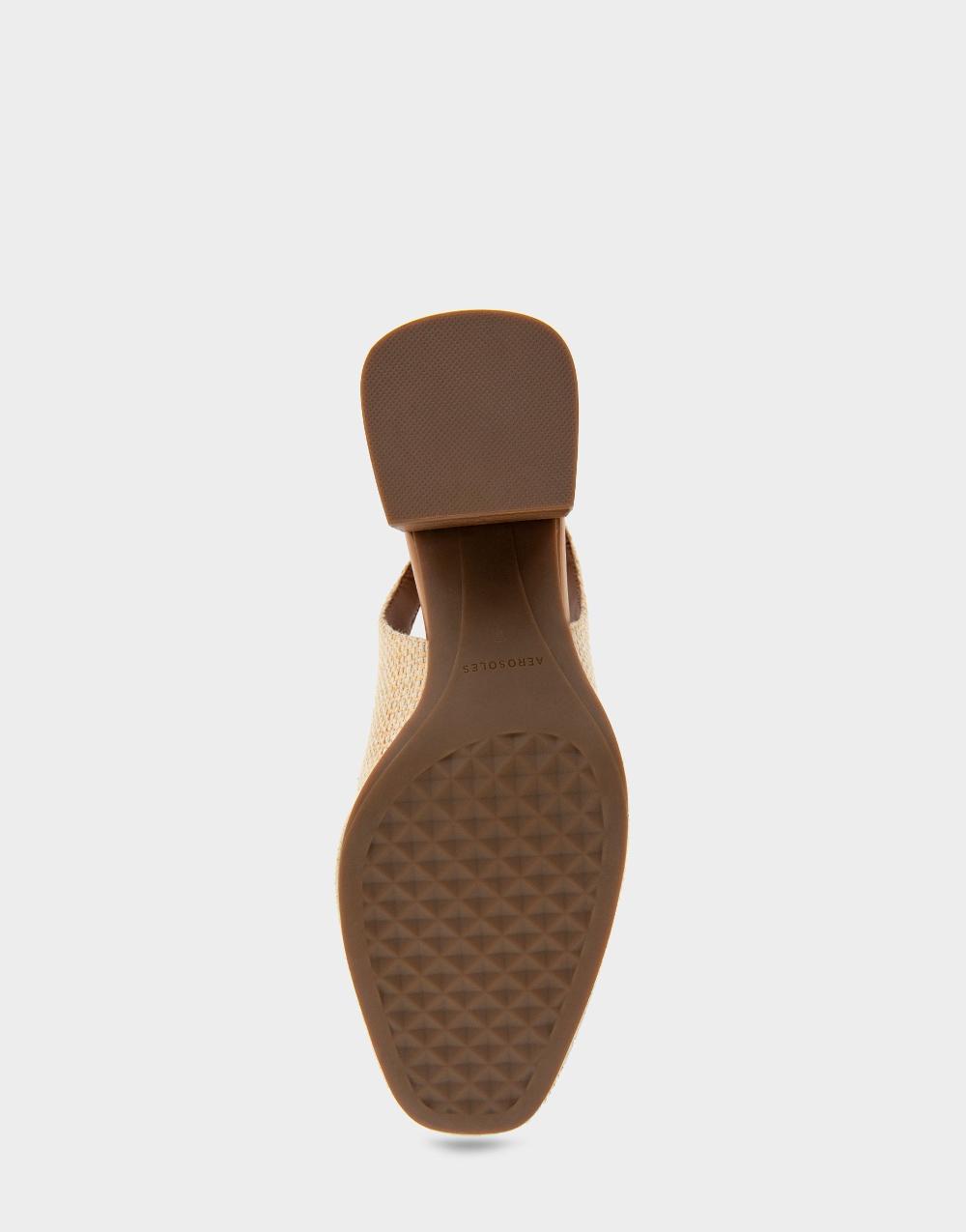 Aerosoles Comfortable Women's Ornamented Block Heel Slingback In Natural Raffia