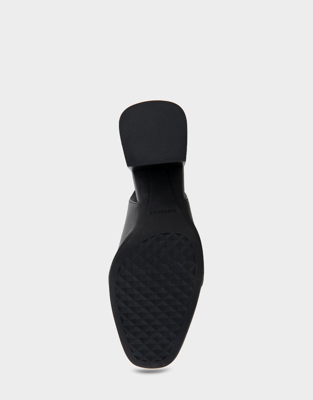 Aerosoles Comfortable Women's Ornamented Block Heel Slingback In Black Leather