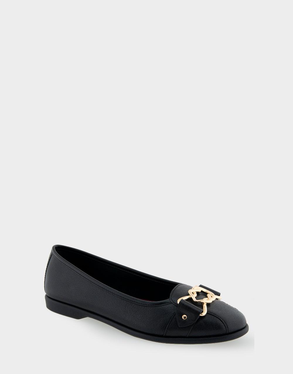 Aerosoles Comfortable Women's Ornamented Flat In Black Leather