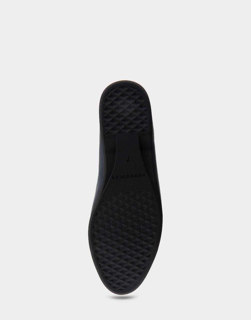 Aerosoles Comfortable Women's Ornamented Flat In Navy Genuine Leather