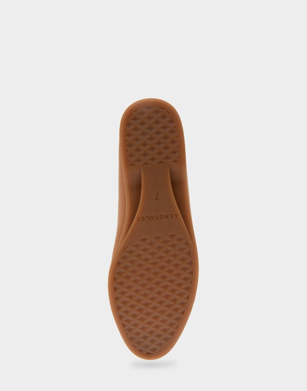 Aerosoles Comfortable Women's Ornamented Flat In Tan Genuine Leather