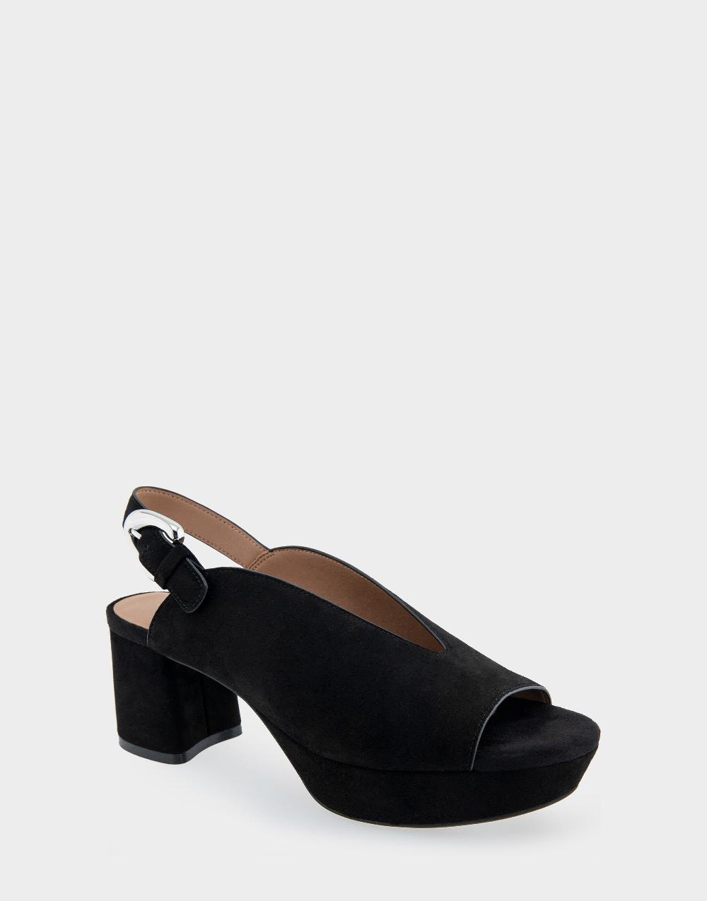 Aerosoles Comfortable Women's Peep Toe Platform Sandal In Black Suede