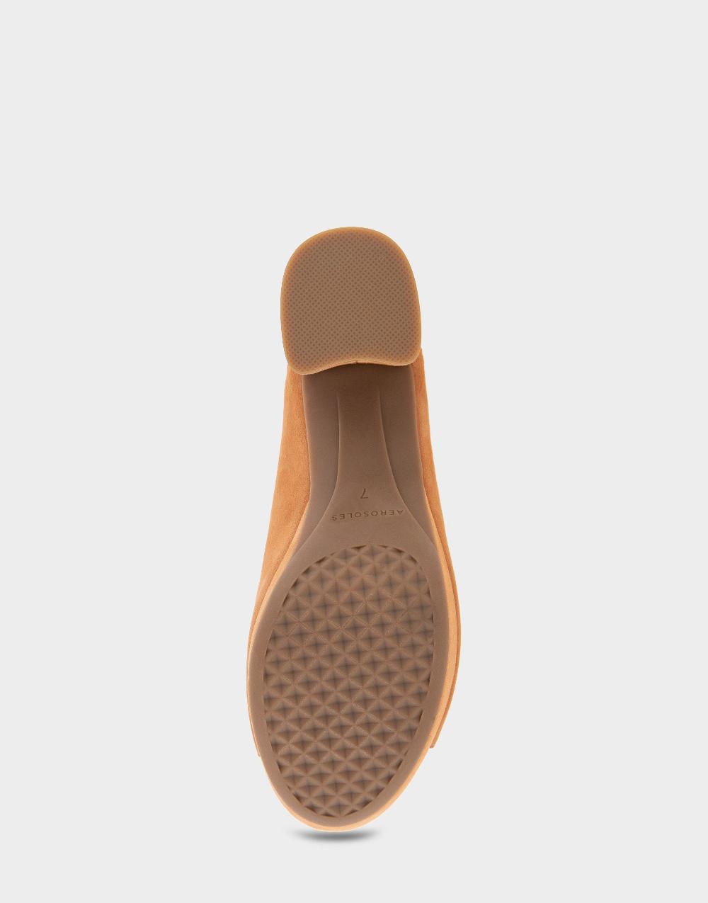 Aerosoles Comfortable Women's Peep Toe Platform Sandal In Tan Suede