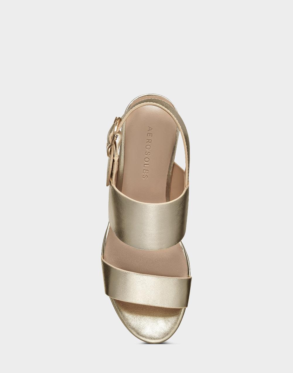 Aerosoles Comfortable Women's Platform Sandal In Gold Metallic Leather