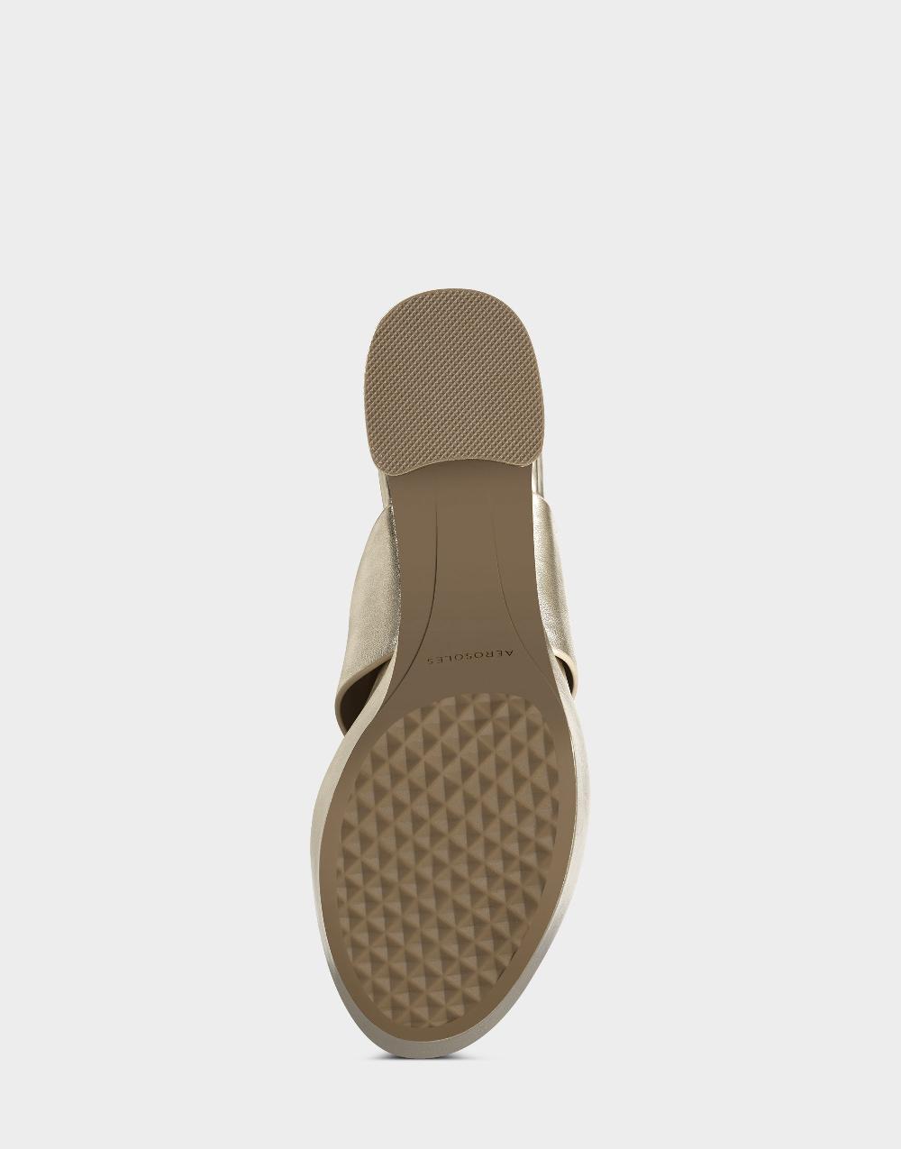 Aerosoles Comfortable Women's Platform Sandal In Gold Metallic Leather