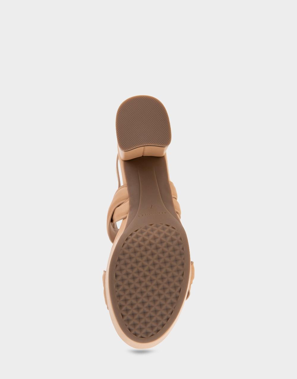 Aerosoles Comfortable Women's Platform Sandals In Beige Bisque Leather