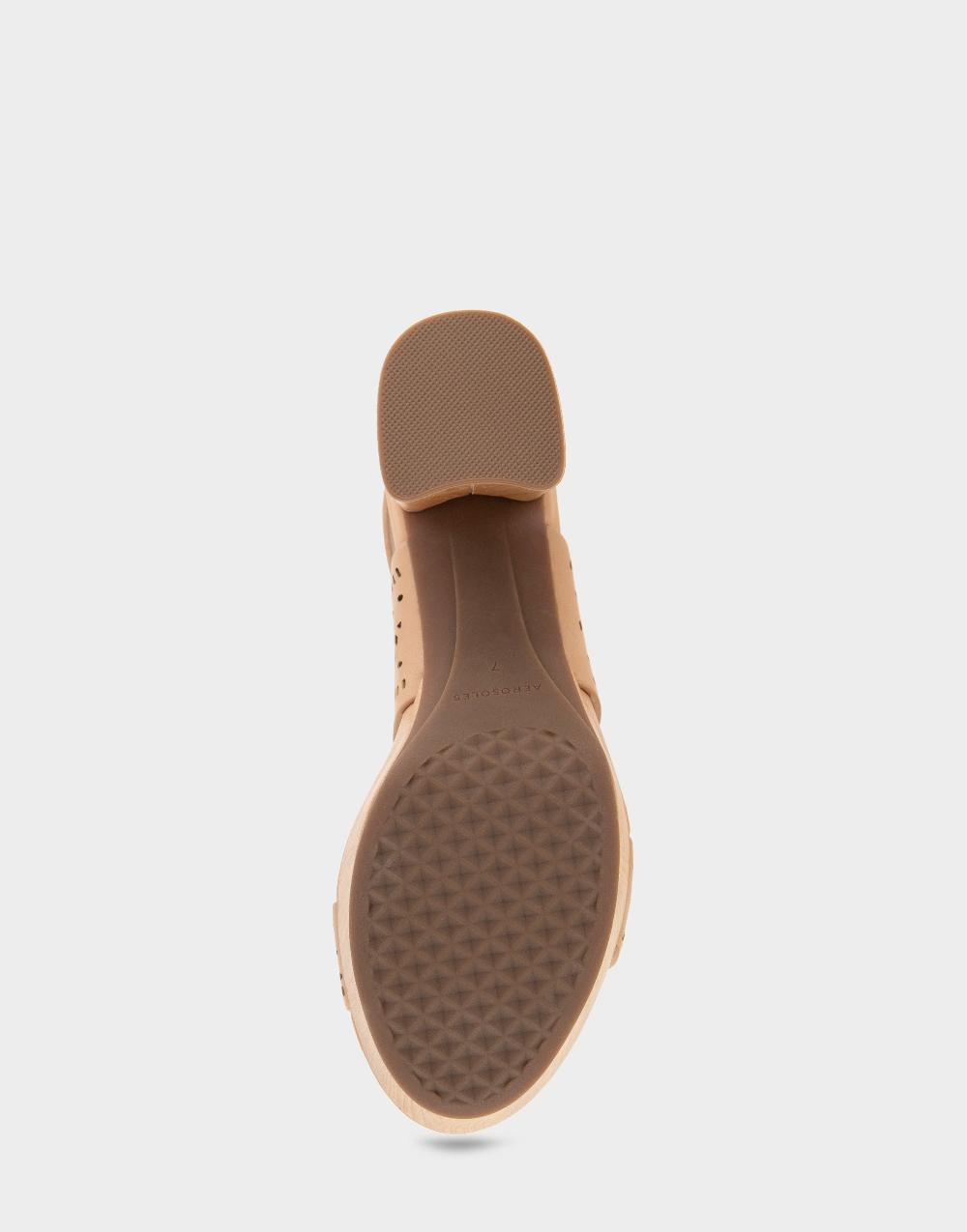 Aerosoles Comfortable Women's Platform Sandals In Beige Bisque Faux Leather