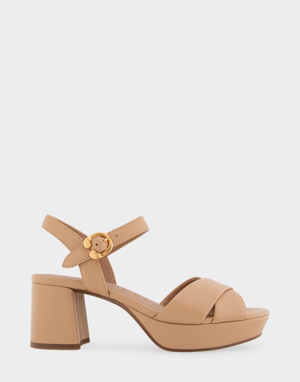 aerosoles Comfortable Women's Platform Sandals in Beige Bisque Faux Leather