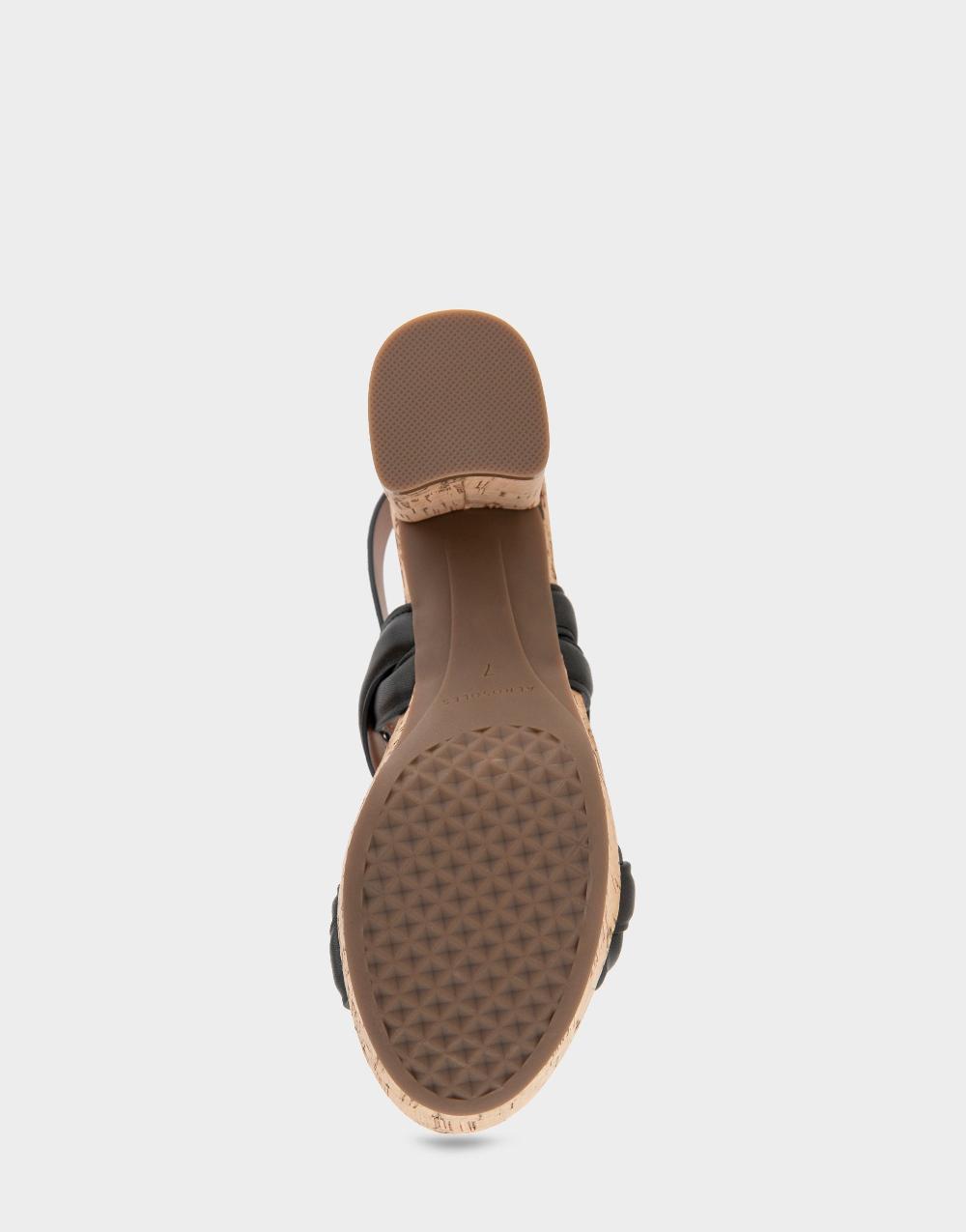 Aerosoles Comfortable Women's Platform Sandals In Black Leather/raffia
