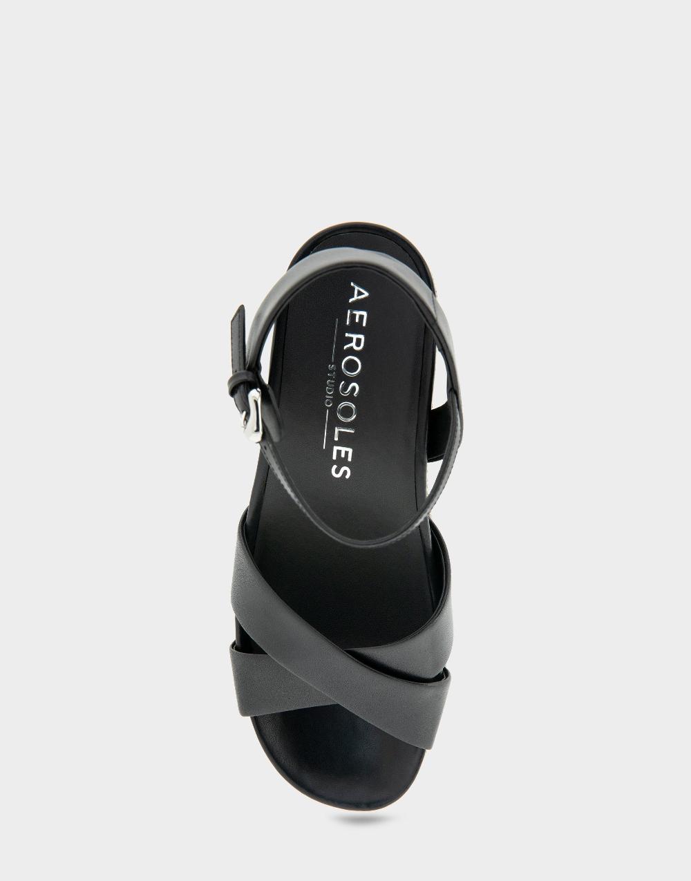Aerosoles Comfortable Women's Platform Sandals In Black Leather