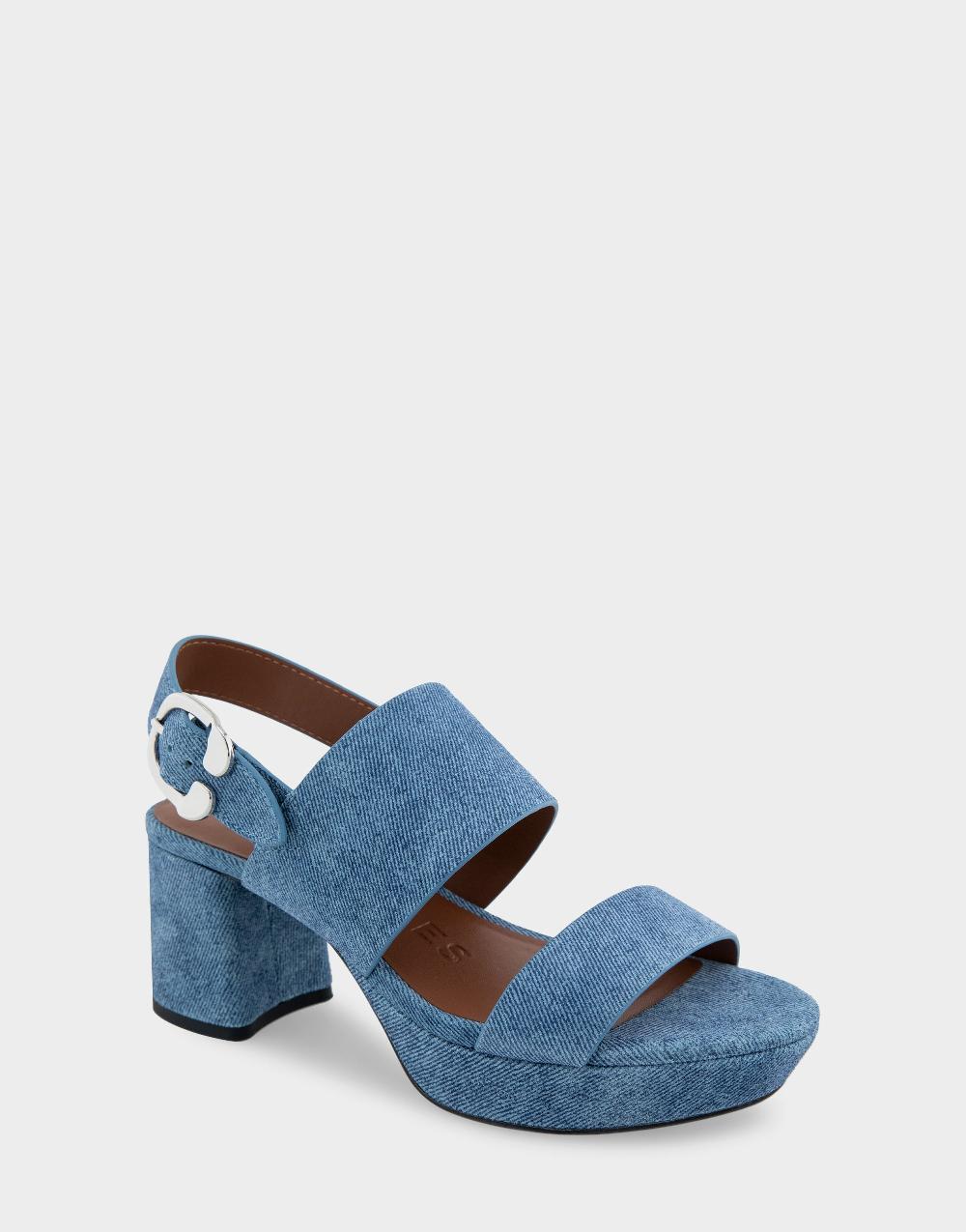 Aerosoles Comfortable Women's Platform Sandals In Blue Denim Suede