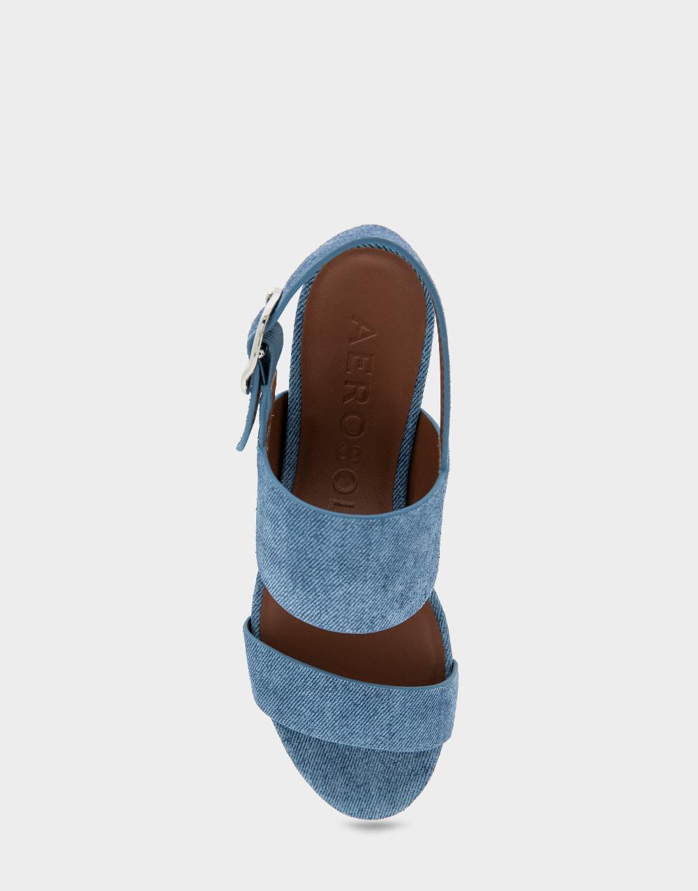 Aerosoles Comfortable Women's Platform Sandals In Blue Denim Suede