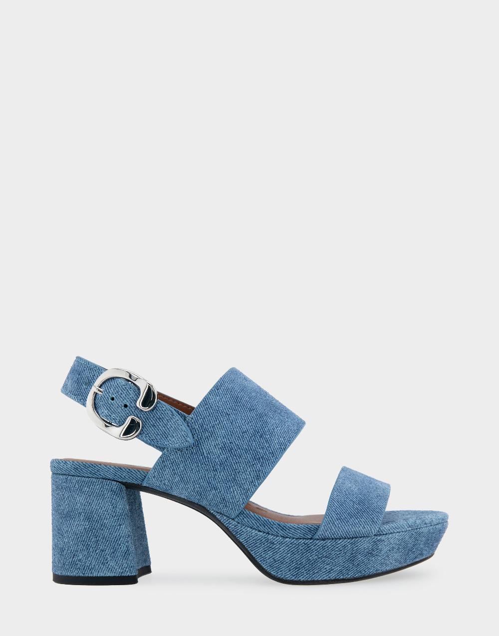 aerosoles Comfortable Women's Platform Sandals in Blue Denim Suede